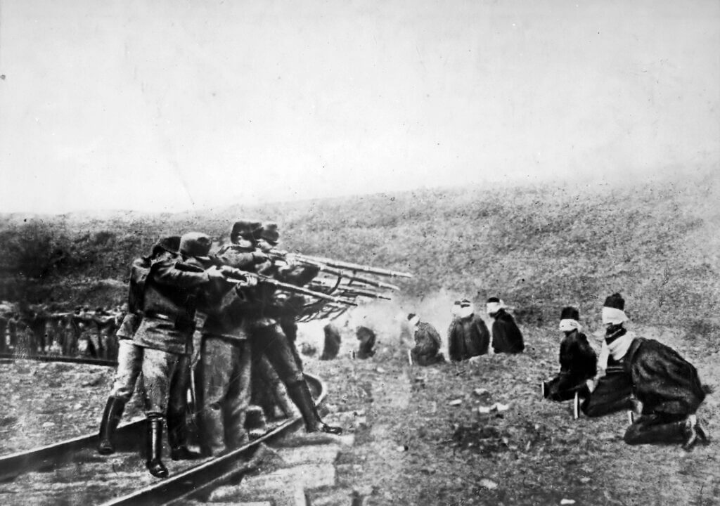 Military tribunal era image, WW1 courts martial context for Belloni