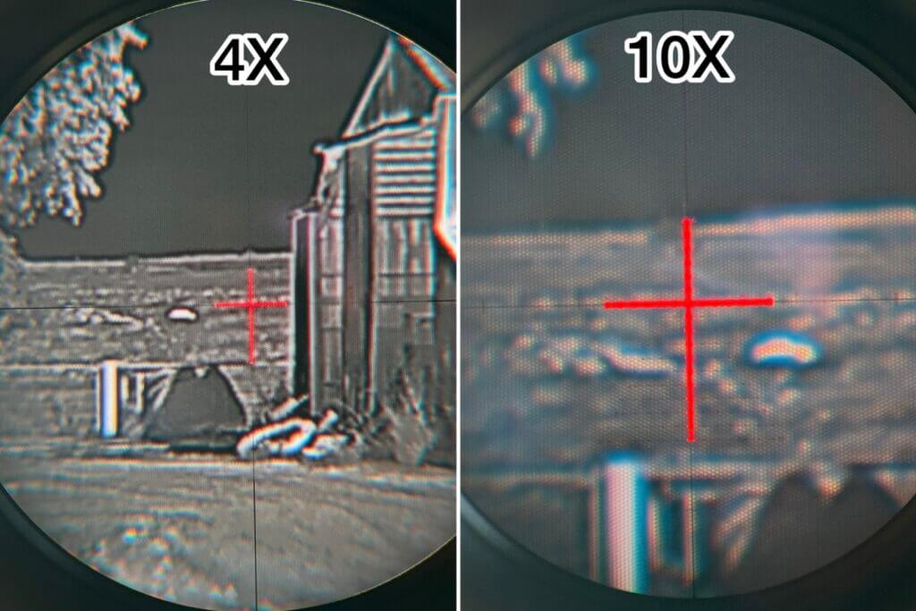 Vortex Razor 4-24x44 used with iRay RH25V2 clip-on thermal showing visible reticle through thermal setup