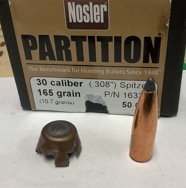 Recovered and unfired 165gr Nosler Partition bullets used in the custom Weatherby Mark V mule deer hunts