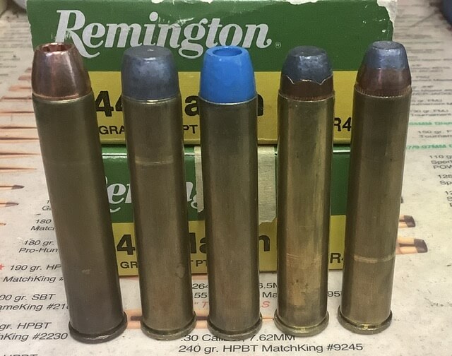 Marlin 444 Trapper bullet comparison including Barnes, hard cast, powder coated HP, Remington, and Fury bullets
