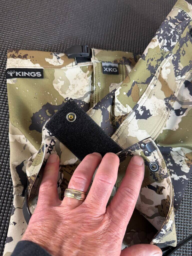 Kings Camo XKG leg gaiters showing lace hook and Velcro front closure detail