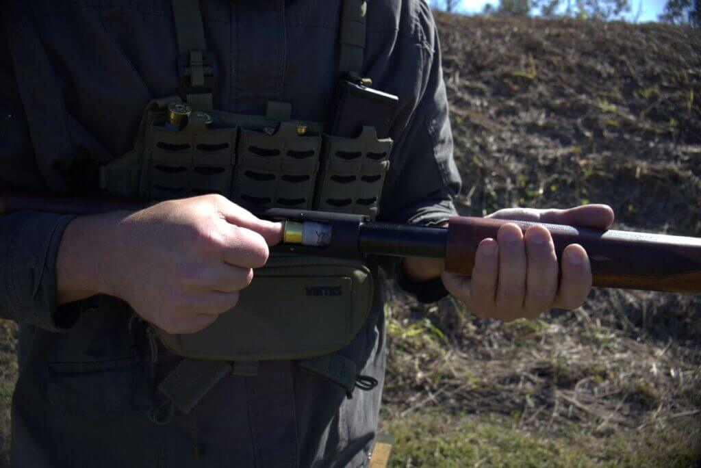 Loading the Charles Daly Honcho by hand with a single shotgun shell