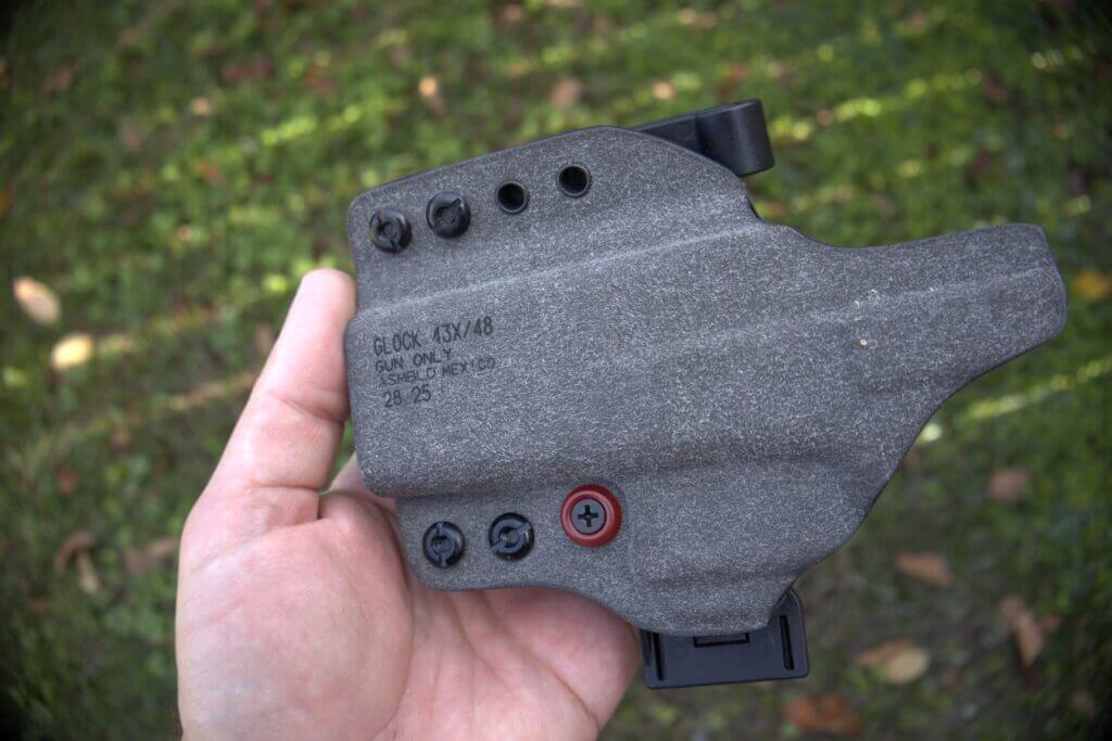 Inside view of Safariland IncogX holster showing retention channel and labeling