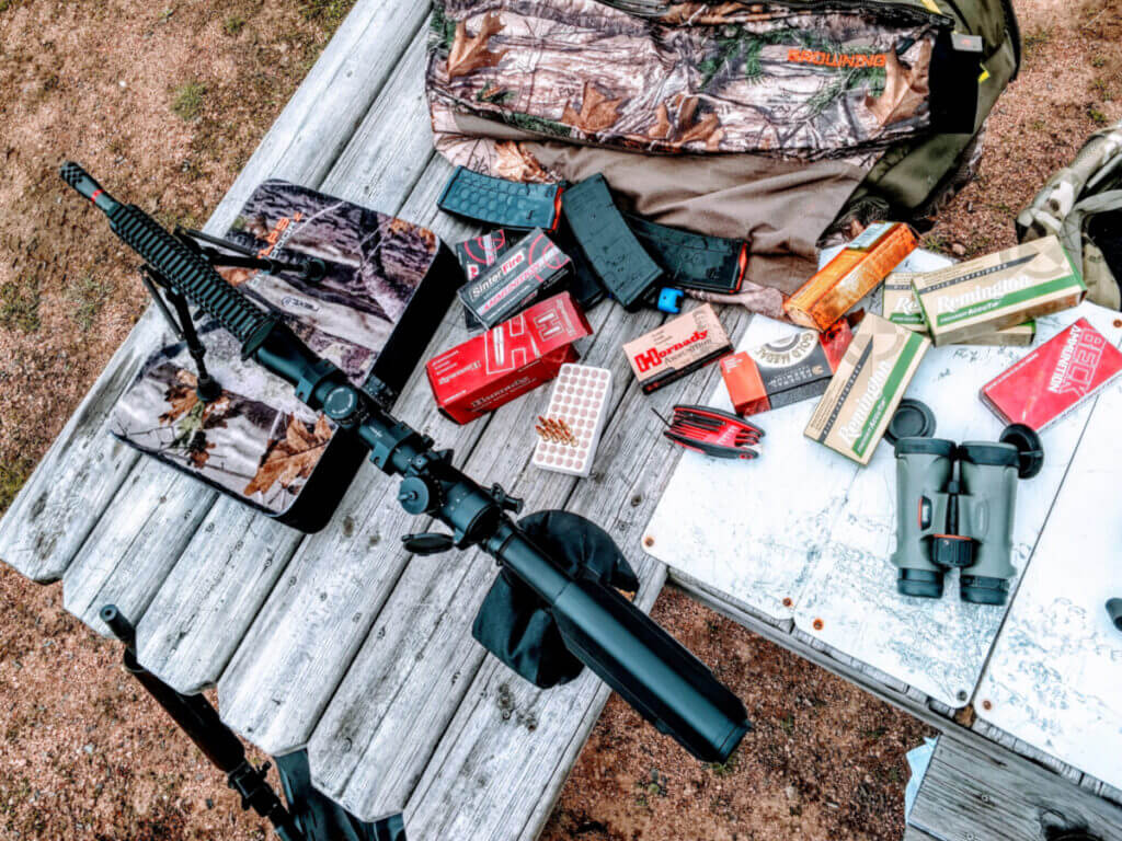 AR-15 chambered in .223 Remington on table for training and plinking