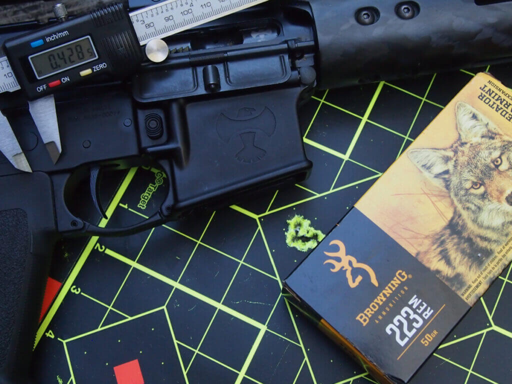 tight rifle shot group with .223 Remington showing accuracy potential