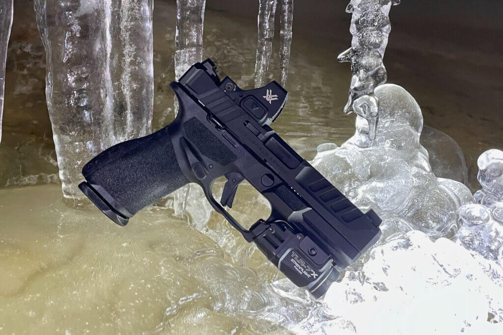 Echelon 4.0C with Streamlight TLR-7X on ice floor inside cave