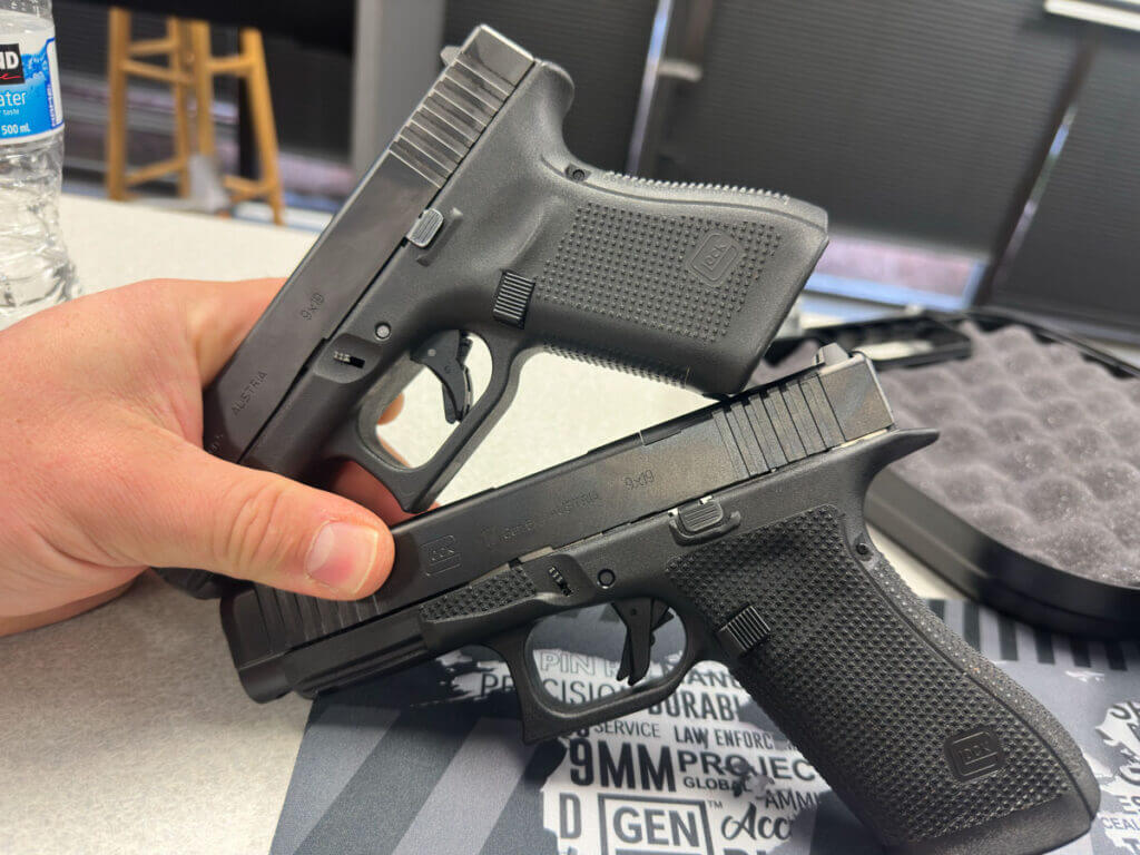 Glock Gen 6 frame vs Gen 5 showing beavertail slide stop fence undercut and higher texture