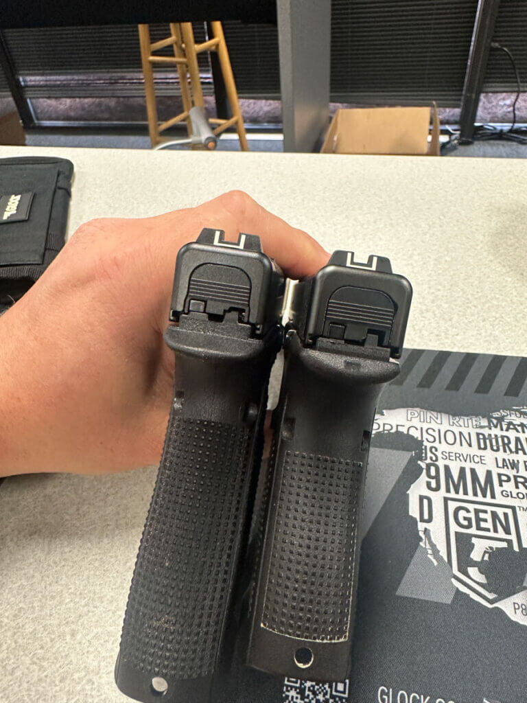 Glock Gen 6 backplate shape compared to Gen 5 close view
