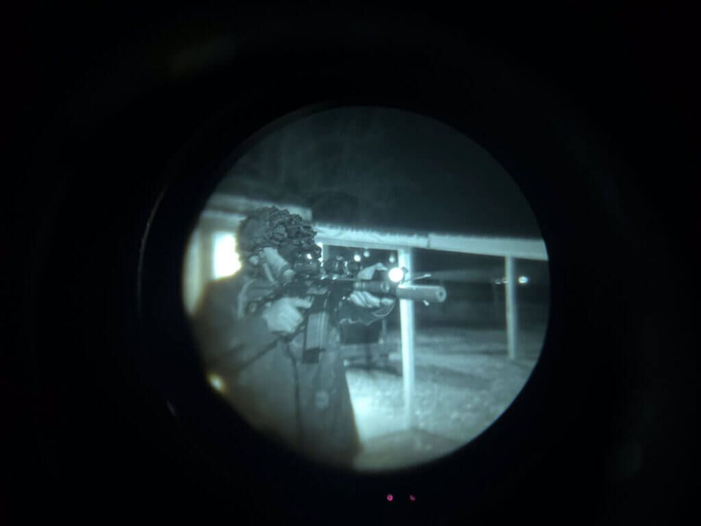 Holosun IRIS-GR3 on carbine showing compact profile and control layout