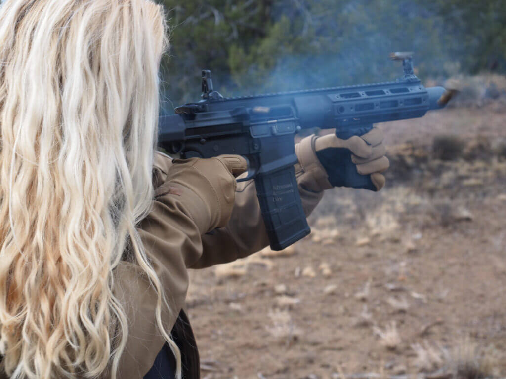 Suppressed SBR carbine at the range illustrating compact home defense build