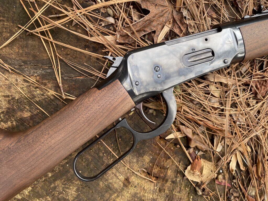 Winchester Model 94 Short Rifle loading gate closeup