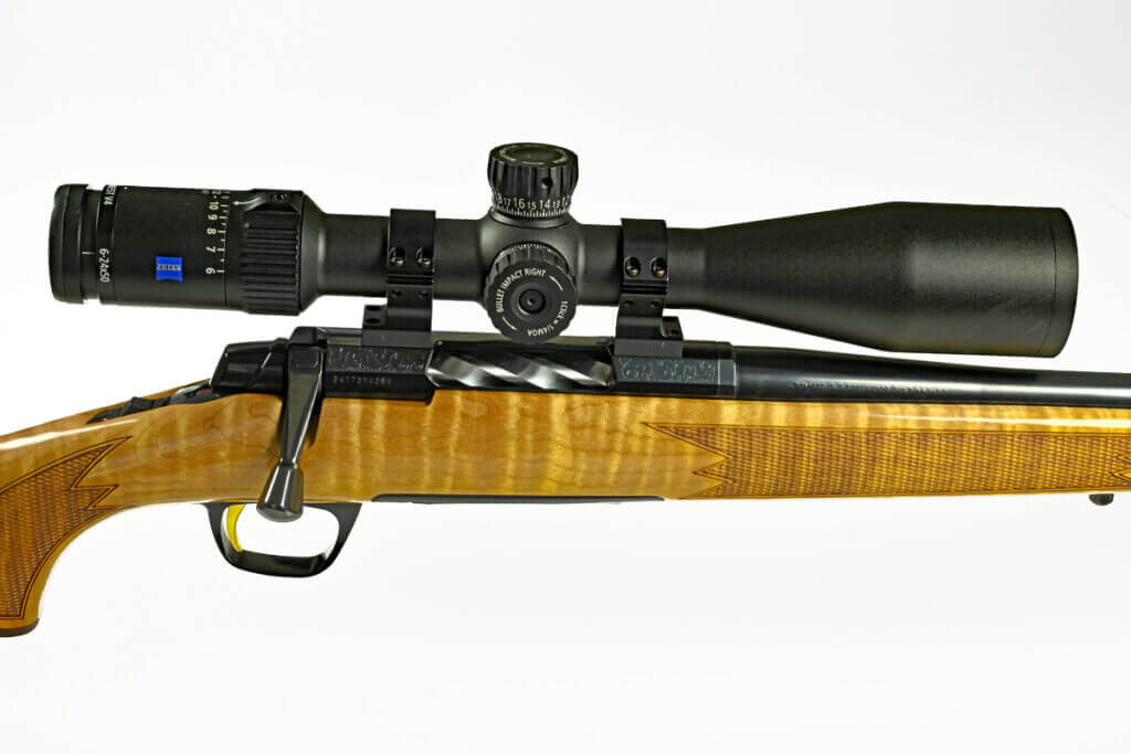 Browning X-Bolt 2 Medallion Maple with Zeiss Conquest V4 mounted using X-Lock four screw bases