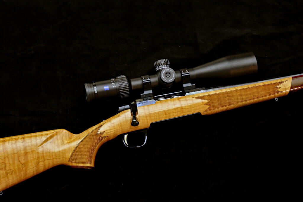 Browning X-Bolt 2 Medallion Maple on range bags with Zeiss optic, field ready setup