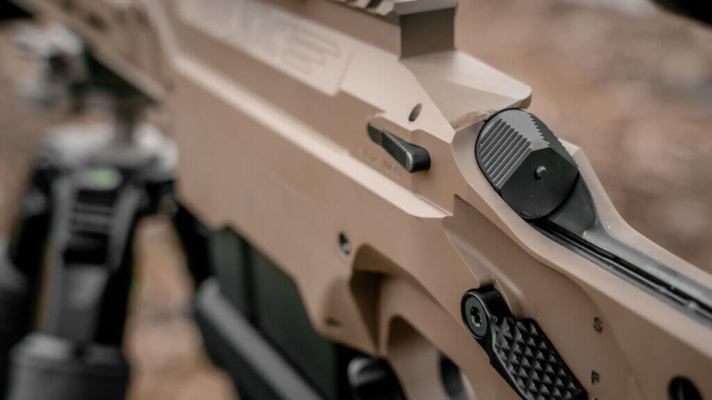 Three-lug bolt of the Seekins SIC with 60-degree throw displayed