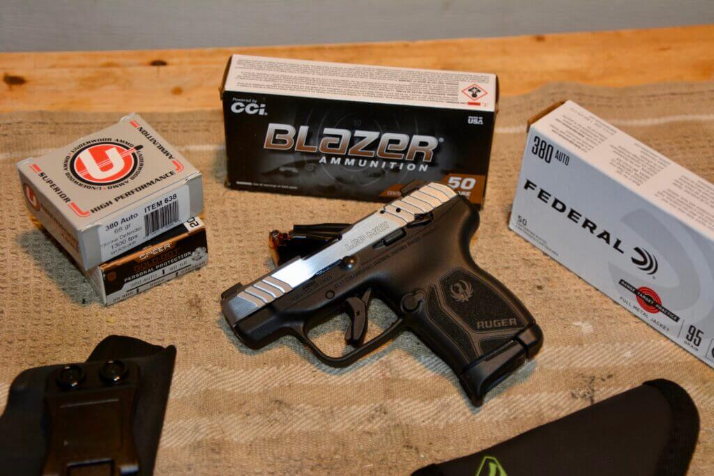 Ruger LCP Max with Federal CCI Blazer Speer Gold Dot and Underwood Extreme Defender test ammunition