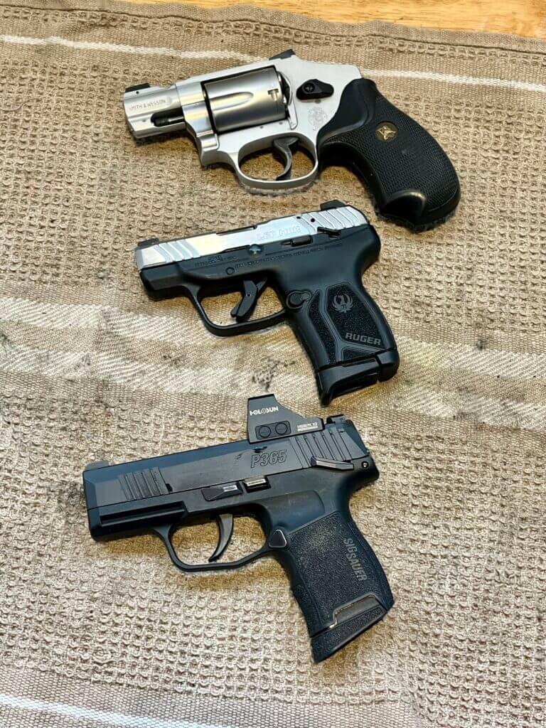 Ruger LCP Max size comparison with Smith and Wesson 642 UC and Sig P365 for concealed carry