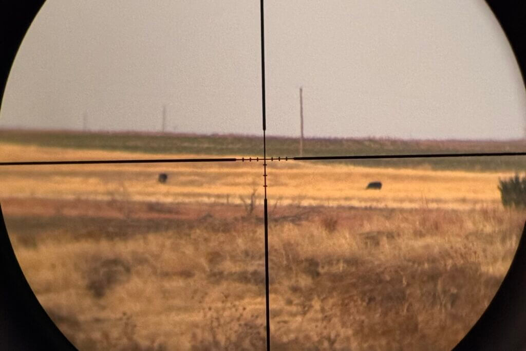 Vortex Dead-Hold BDC reticle in the Triumph HD 3-9x40 showing holdover hash marks for hunting distances