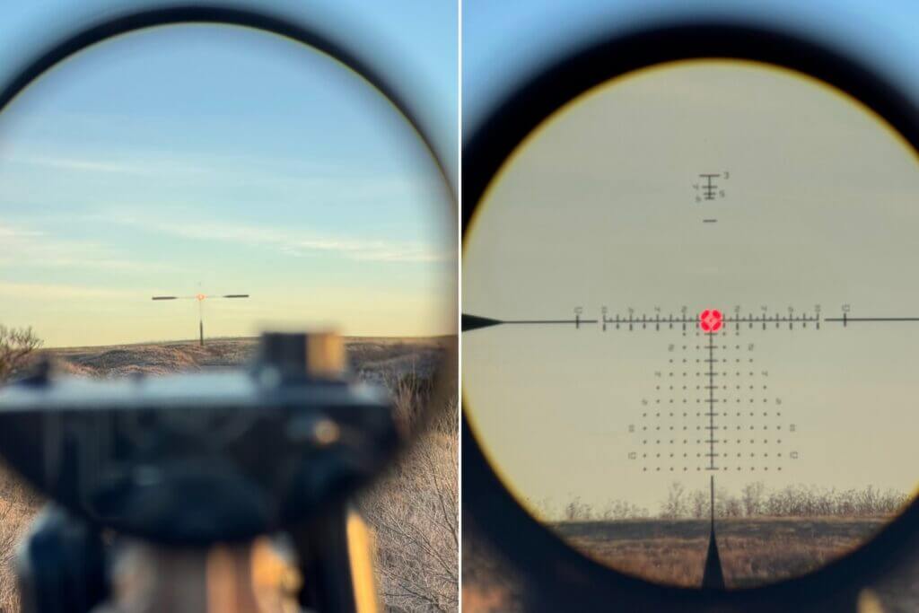 EBR-9 MRAD reticle view inside the Vortex AMG 1-10x24 at mid magnification