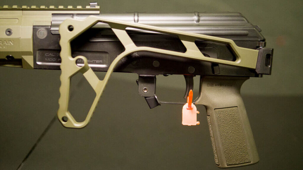 Freedom Fighter AK left side with folding stock closed over receiver, compact configuration