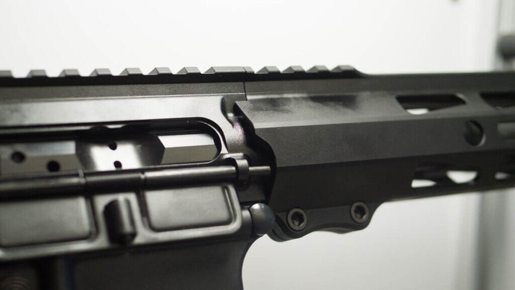 close up of the handgaurd meeting the receiver.
