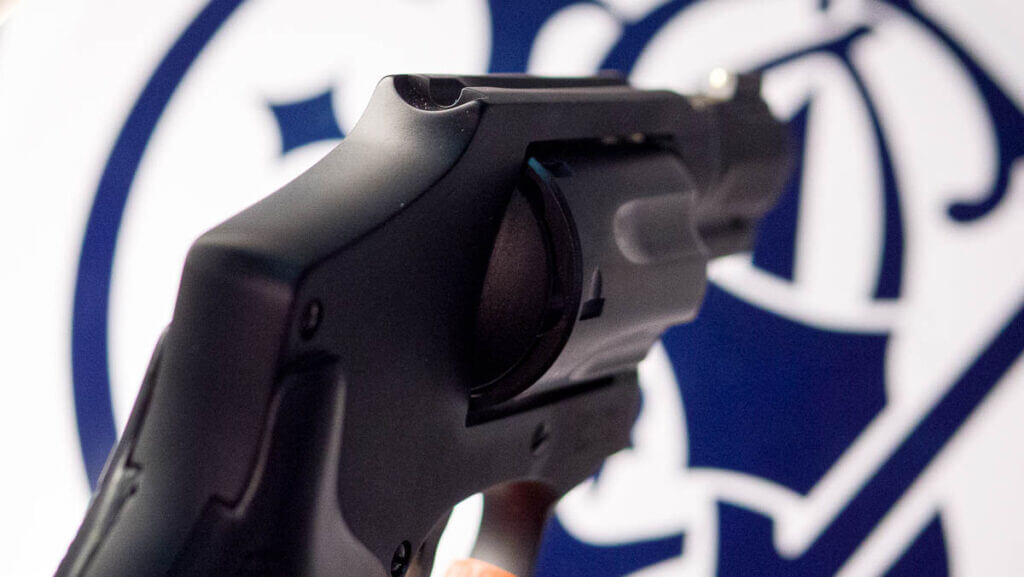 Fiber optic front sight on S&W Ultimate Carry J-Frame aligned with rear trough