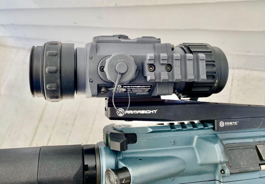 Armasight Commander 640 1.5-6x35 thermal weapon sight mounted and ready for Texas hog hunting field test