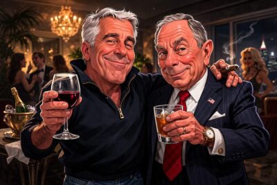 An AI-generated image of Epstein and Bloomberg.