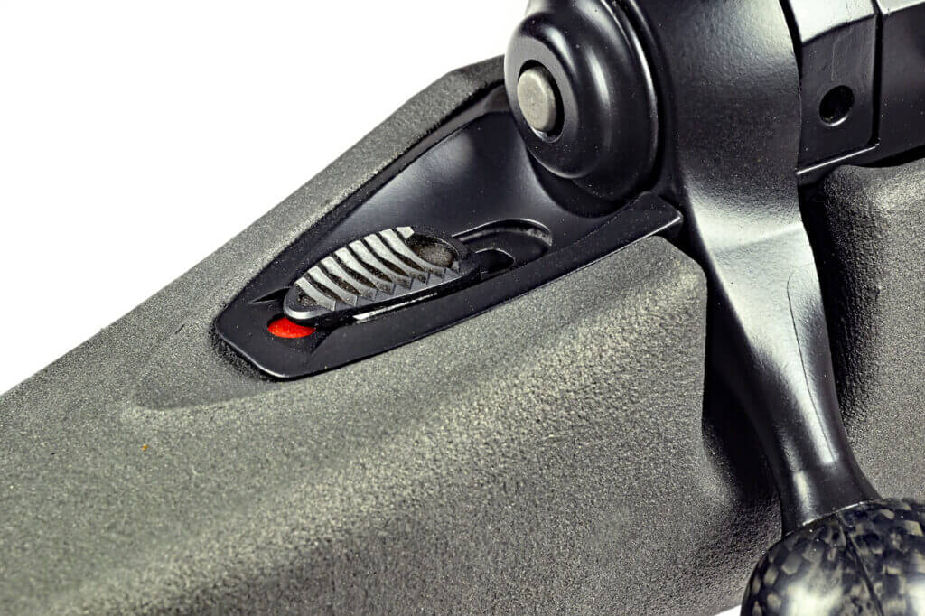 Savage 110 KLYM V2 rifle three-position tang safety detail