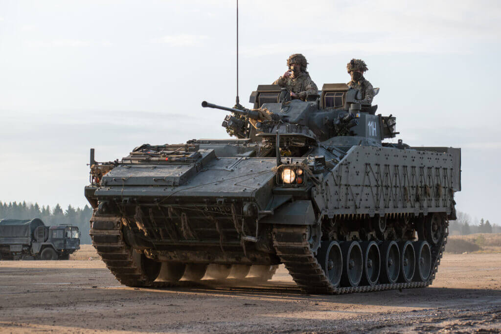 British Warrior IFV with 30mm RARDEN gun illustrating armored firepower used in urban combat