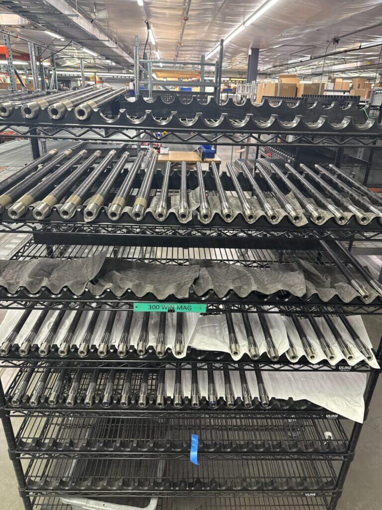 Close-up view of Seekins Precision barrel machining and rifling process detail