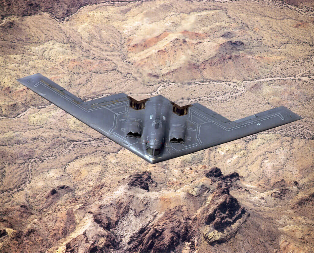 B-2 bomber image used to compare modern military design with the ornate visual style of the Vasa warship