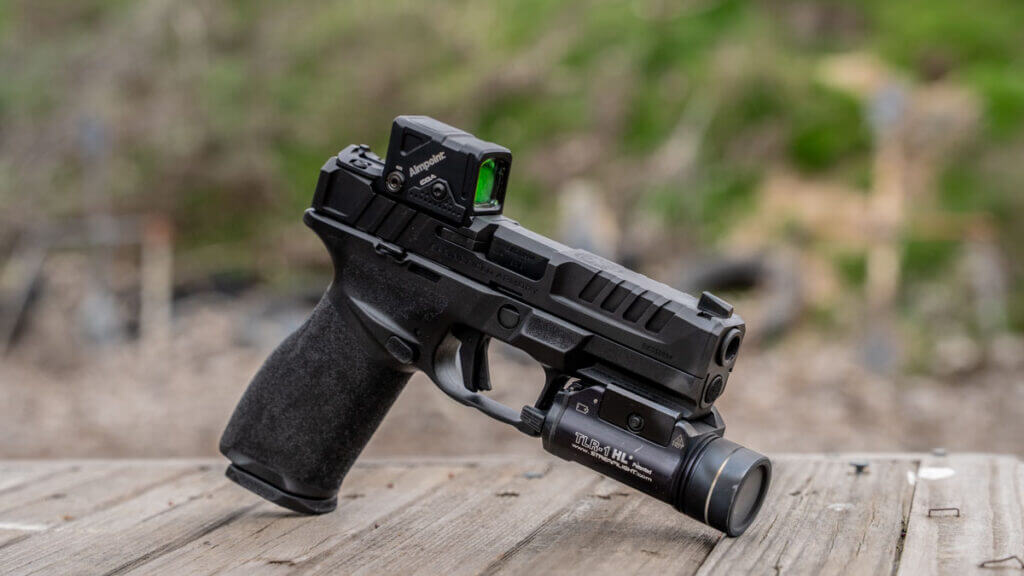 Springfield Armory Echelon 4.0FC COA pistol with factory-mounted Aimpoint COA optic shown in left-side profile