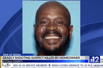 The double-murder suspect was shot by a homeowner.