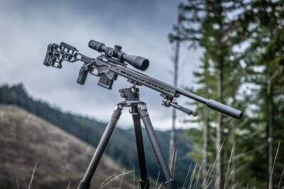 The Model 110 Elite Precision 22 LR in the woods.