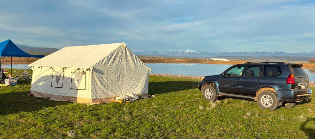 Bilstein 8112 Zone Control CR equipped Lexus GX470 hauling wall tent and camp gear into hunting country