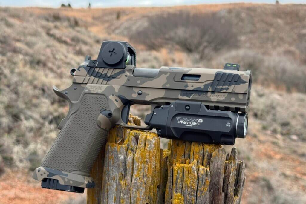 Rising Creek Customs Cerakote finish on a ported Stealth Arms Platypus custom pistol
