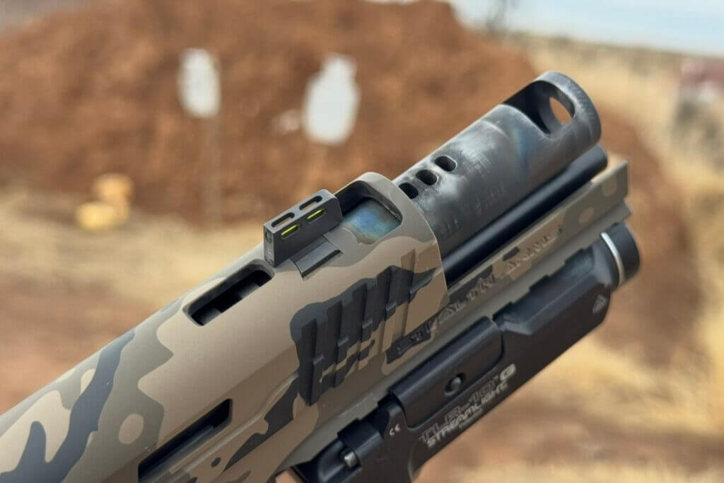 Impact Machine Flatty Platy porting cuts through the Stealth Arms Platypus slide and barrel