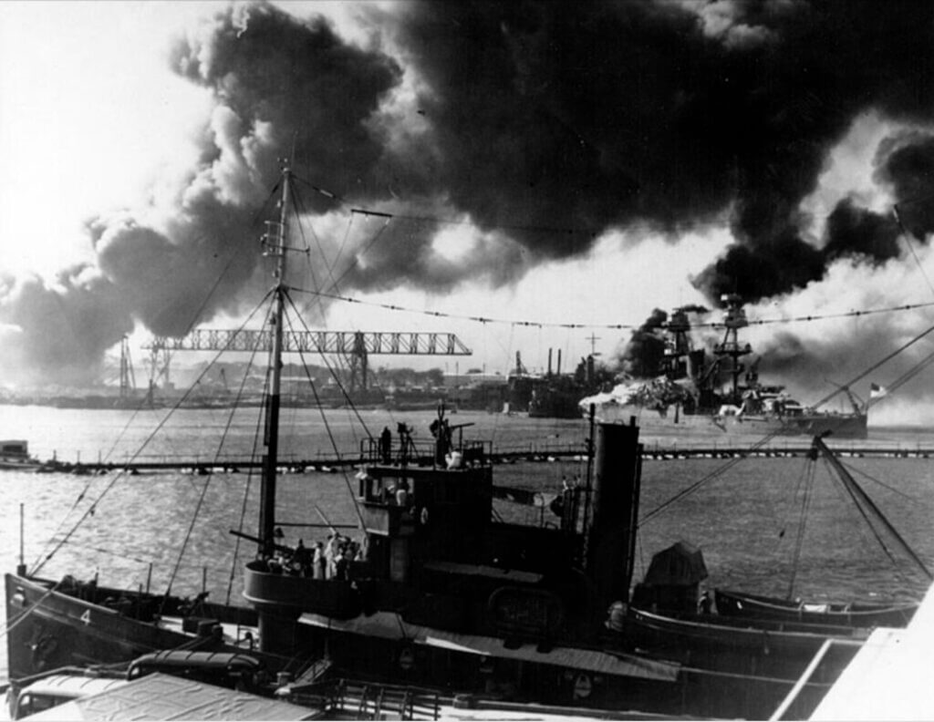 USS Aylwin crew working destroyer weapon systems under Ensign Stanley Caplan during the Pearl Harbor attack