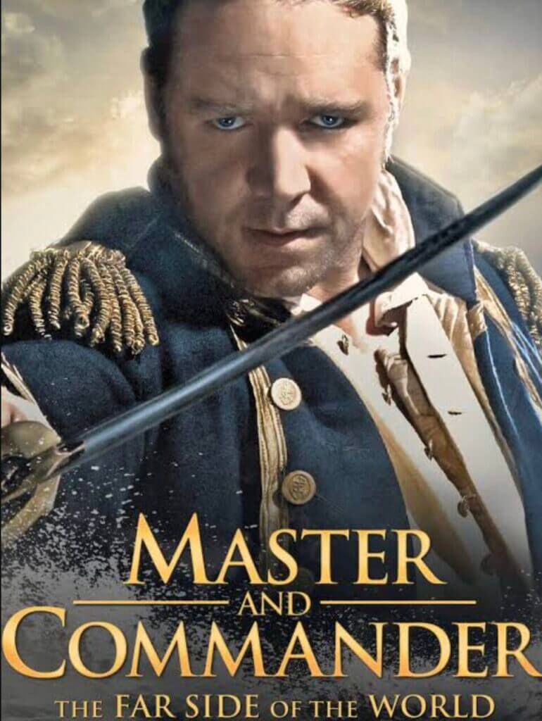 Russell Crowe as Jack Aubrey in Master and Commander, a fitting reference for the age of sail behind the Vasa warship story