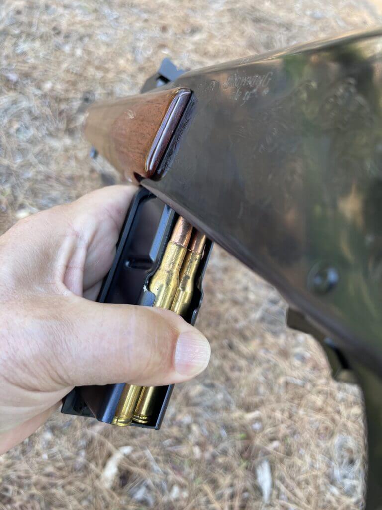Loading a Browning BAR magazine while attached to the floor plate