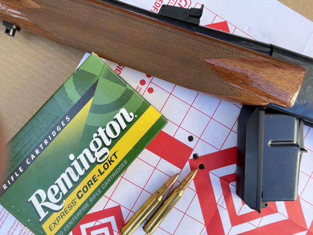 Browning BAR target group at 50 yards with open sights