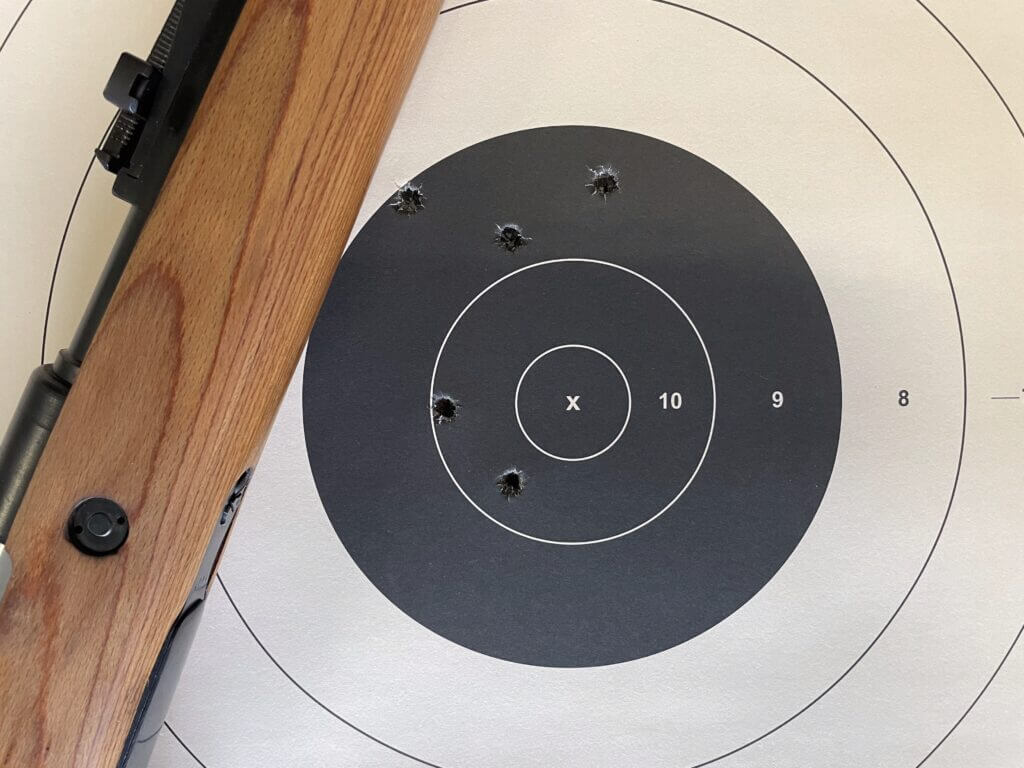 Mauser 98k five-shot target at 50 yards from rest