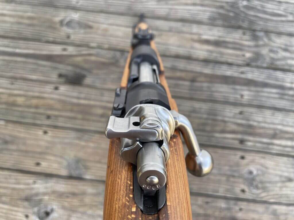 Mauser 98k safety lever in fire position on bolt shroud