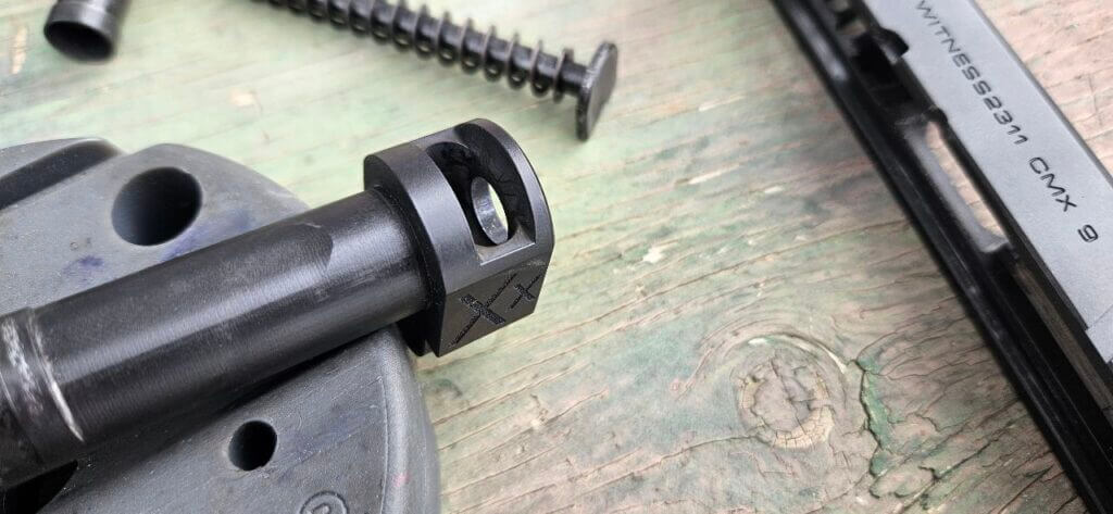 Compensated barrel and recoil system removed from the EAA Witness2311 CMXX