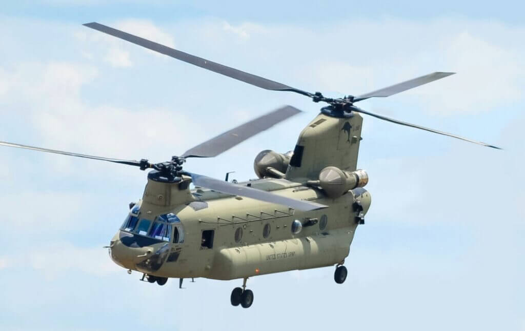 CH-47 Chinook heavy-lift helicopter in Army service showing the platform used in Afghanistan