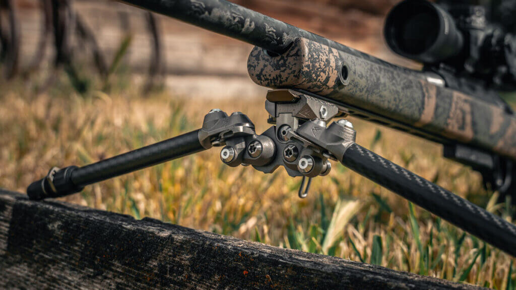 Backlanz Precision Alpine lightweight hunting bipod with titanium chassis and carbon fiber legs