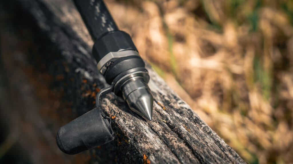 Backlanz PLR and Alpine bipod spiked feet with tethered rubber caps for dirt rock and grass