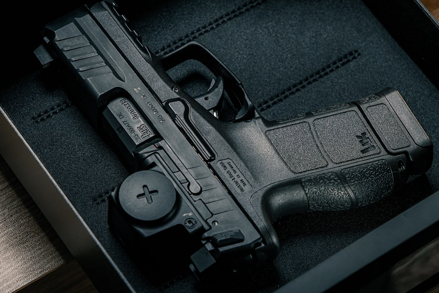 The all-new HK VP9CC in a safe.