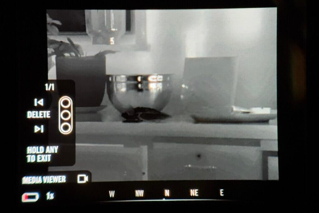 Onboard media viewer displayed through the Vortex Veil 400 screen for in-field playback of saved footage