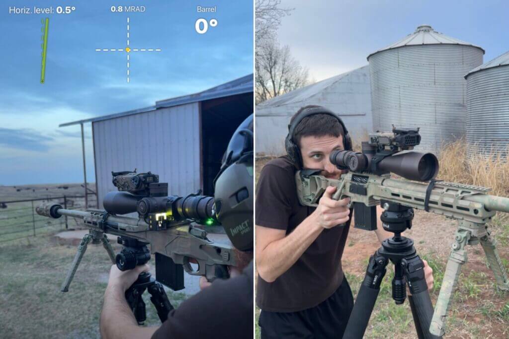 Shooters Global Drills app showing video recording with real-time shooting data overlays